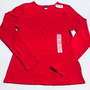 Old Navy NWT Women’s Vibrant Red Rib-Knit Long Sleeve Crew Neckline Shirt SIZE L